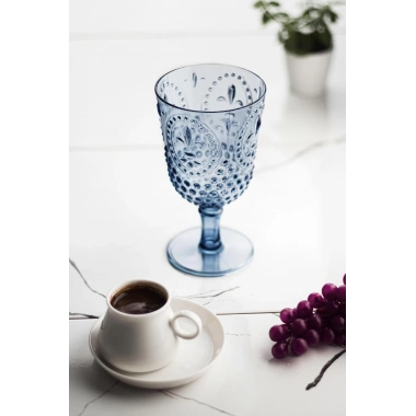 Akrilik Lacivert Tekli Kadeh & Su Meşrubat Kahve Yanı Bardağı 450 ml ( Cam Değildir )