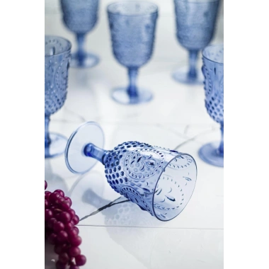 Akrilik Lacivert Tekli Kadeh & Su Meşrubat Kahve Yanı Bardağı 450 ml ( Cam Değildir )