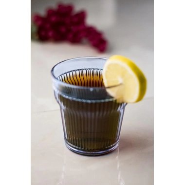 Akrilik Lacivert Tekli Kısa Bardak & Su Meşrubat Kahve Yanı Bardağı 300 ml ( Cam Değildir )