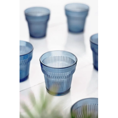 Akrilik Lacivert Tekli Kısa Bardak & Su Meşrubat Kahve Yanı Bardağı 300 ml ( Cam Değildir )
