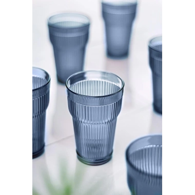 Akrilik Lacivert Tekli Uzun Bardak & Su Meşrubat Bardağı 400 ml ( Cam Değildir )