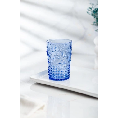 Akrilik Mavi 6lı Kısa Bardak & Su Meşrubat Kahve Yanı Bardağı 400 ml ( Cam Değildir )