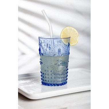 Akrilik Mavi Tekli Kısa Bardak & Su Meşrubat Kahve Yanı Bardağı 400 ml ( Cam Değildir )