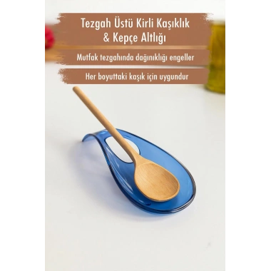 Akrilik Mavi Tezgah Üstü Kirli Kaşıklık & Kepçe Altlığı