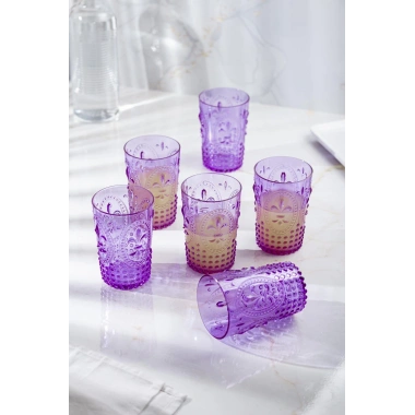 Akrilik Mor Kısa Bardak & Su Meşrubat Kahve Yanı Bardağı 400 ml ( Cam Değildir )