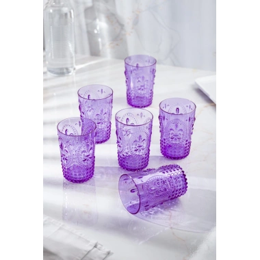 Akrilik Mor Kısa Bardak & Su Meşrubat Kahve Yanı Bardağı 400 ml ( Cam Değildir )