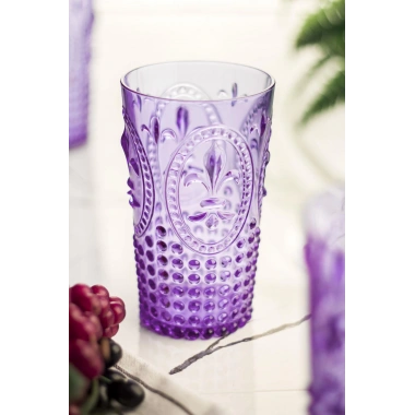 Akrilik Mor Tekli Uzun Bardak & Su Meşrubat Bardağı 750 ml ( Büyük Boy & Cam Değildir )
