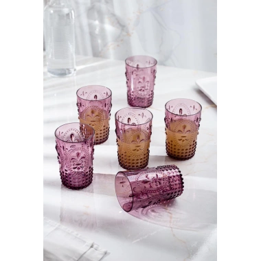 Akrilik Mürdüm 6lı Kısa Bardak & Su Meşrubat Kahve Yanı Bardağı 400 ml ( Cam Değildir )