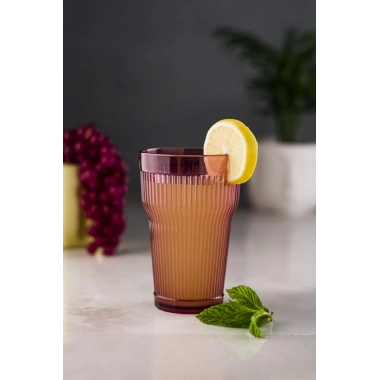 Akrilik Mürdüm Tekli Uzun Bardak & Su Meşrubat Bardağı 400 ml ( Cam Değildir )