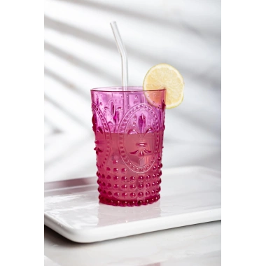 Akrilik Pembe Tekli Kısa Bardak & Su Meşrubat Kahve Yanı Bardağı 400 ml ( Cam Değildir )