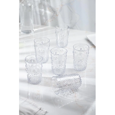 Akrilik Şeffaf 6lı Kısa Bardak & Su Meşrubat Kahve Yanı Bardağı 400 ml ( Cam Değildir )