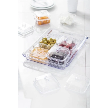 Akrilik Şeffaf 6’lı Kapaklı Kahvaltılık Kahvaltı Seti & Saklama Kabı (Cam Değildir)