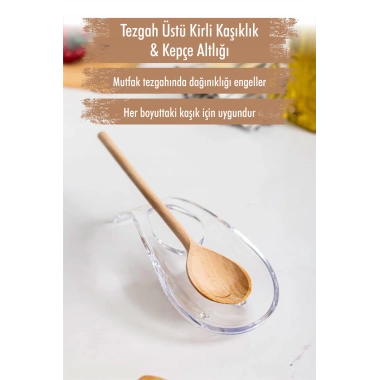 Akrilik Şeffaf Tezgah Üstü Kirli Kaşıklık & Kepçe Altlığı