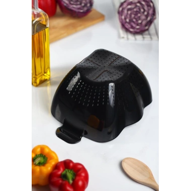 Akrilik Siyah Makarna Süzgeçi & Sebze Meyve Süzgeçi