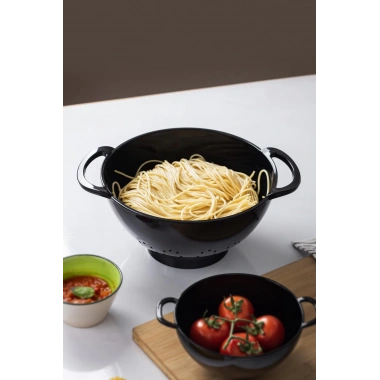 Akrilik Siyah Makarna Süzgeçi & Sebze Meyve Süzgeçi