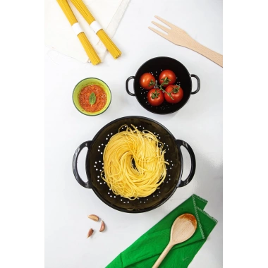 Akrilik Siyah Makarna Süzgeçi & Sebze Meyve Süzgeçi