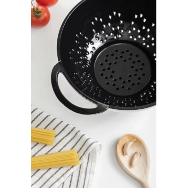 Akrilik Siyah Makarna Süzgeçi & Sebze Meyve Süzgeçi