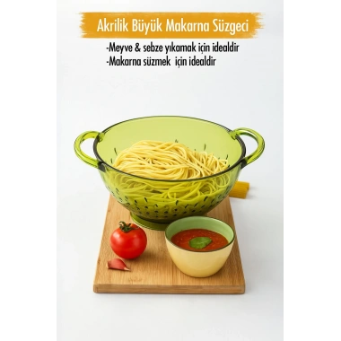 Akrilik Yeşil Makarna Süzgeçi & Sebze Meyve Süzgeçi