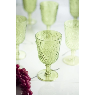 Akrilik Yeşil Tekli Kadeh & Su Meşrubat Kahve Yanı Bardağı 450 ml ( Cam Değildir )