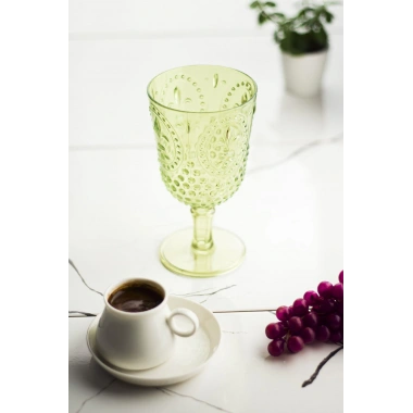 Akrilik Yeşil Tekli Kadeh & Su Meşrubat Kahve Yanı Bardağı 450 ml ( Cam Değildir )