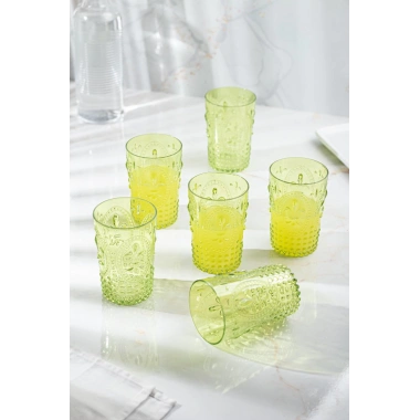 Akrilik Yeşil Tekli Kısa Bardak & Su Meşrubat Kahve Yanı Bardağı 400 ml ( Cam Değildir )