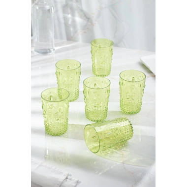 Akrilik Yeşil Tekli Kısa Bardak & Su Meşrubat Kahve Yanı Bardağı 400 ml ( Cam Değildir )