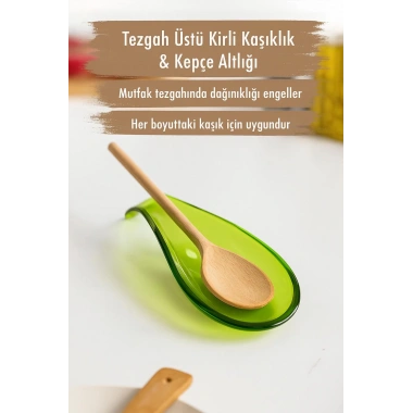 Akrilik Yeşil Tezgah Üstü Kirli Kaşıklık & Kepçe Altlığı