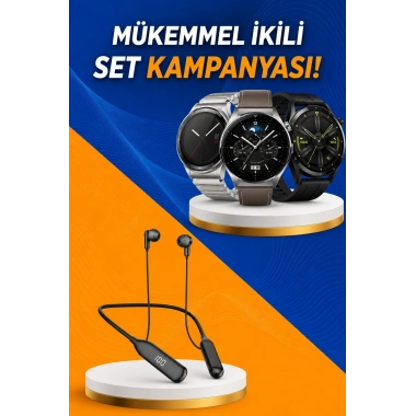 Alarm ve Titreşim Özellikli Akıllı Saat ve Mikrofonlu Kablolu Bluetooth Kulaklık 60 Saat