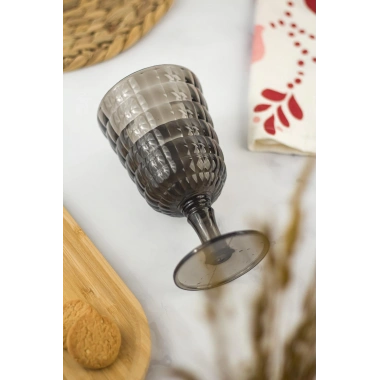 Allegra Füme Kadeh Bardak - 450 ml Tekli Akrilik Malzeme - Cam Değildir Kırılmaya Dayanıklı