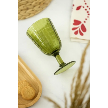 Allegra Koyu Yeşil Kadeh Bardak - 450 ml Tekli Akrilik Malzeme - Cam Değildir Kırılmaya Dayanıklı