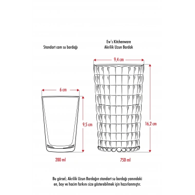 Allegra Mürdüm 6’lı Bardak Seti 750 ml Akrilik Malzeme - Cam Değildir Kırılmaya Dayanıklı