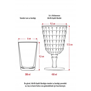 Allegra  Şeffaf Kadeh Bardak - 450 ml Tekli Akrilik Malzeme - Cam Değildir Kırılmaya Dayanıklı