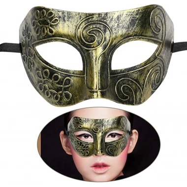 Altın Eskitme Yüz Maskesi - Antik Tarz Balo Maskesi