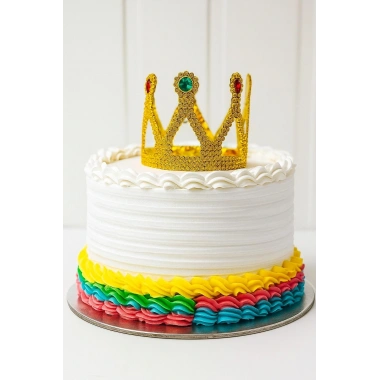 Altın Işıltılı Pasta Üstü Taç Plastik