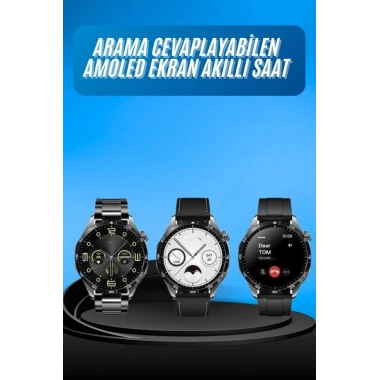 Amoled Ekran 3 Kordonlu Akıllı Saat 5.0 Bluetooth Bağlantılı Android ve İOS Uyumlu