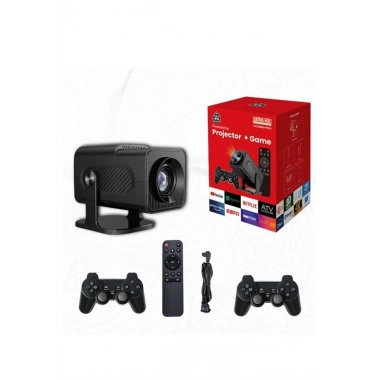 Android Projeksiyon Siyah Taşınabilir Sinema Projektörü 4k 1080p Ev Sineması Bluetooth