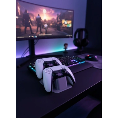 Antrasit İkili Gamepad Tutucu 7x18 cm Masa ve Raf Düzeni