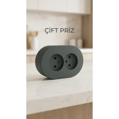 Antrasit Renk Sıva Üstü Çift Topraklı Priz Modern Tasarım