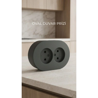 Antrasit Renkli Çift Topraklı Elektrik Prizi Sıva Üstü Modern Tasarım