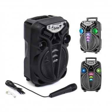 AO-835-832 KARAOKE MİKROFONLU WİRELESS HOPARLÖR - SPEAKER IŞIKLI USB ŞARJLI DC 5V - TF - AUX 8 INC INCH PL-4681 (5468)