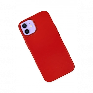 Apple iPhone 12 Kılıf Asya Deri Silikon - Kırmızı