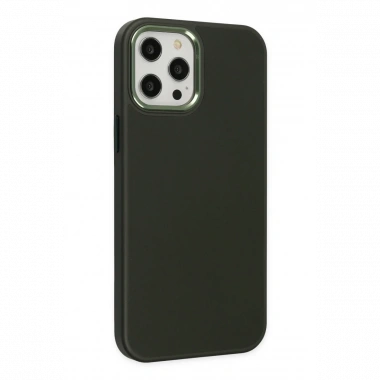 Apple iPhone 12 Pro Max Kılıf Asya Deri Silikon - Koyu Yeşil