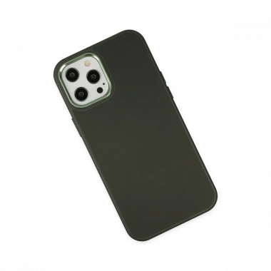 Apple iPhone 12 Pro Max Kılıf Asya Deri Silikon - Koyu Yeşil