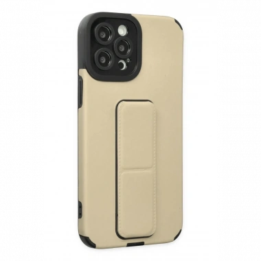 Apple iPhone 12 Pro Max Kılıf Mega Standlı Silikon - Gold