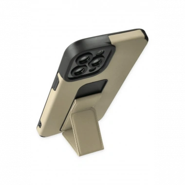 Apple iPhone 12 Pro Max Kılıf Mega Standlı Silikon - Gold