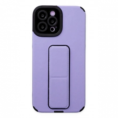Apple iPhone 12 Pro Max Kılıf Mega Standlı Silikon - Lila