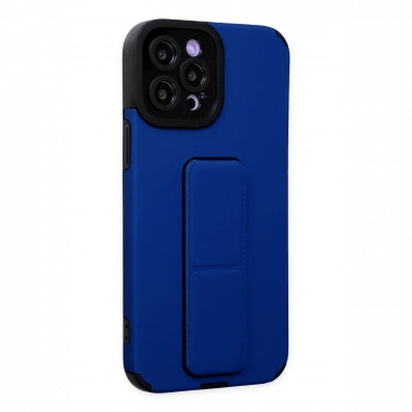 Apple iPhone 12 Pro Max Kılıf Mega Standlı Silikon - Mavi