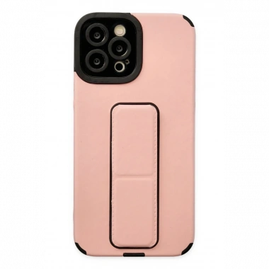 Apple iPhone 12 Pro Max Kılıf Mega Standlı Silikon - Pudra