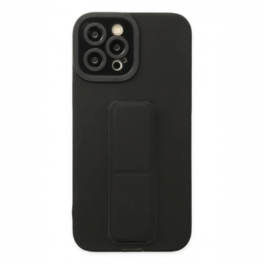 Apple iPhone 12 Pro Max Kılıf Mega Standlı Silikon - Siyah