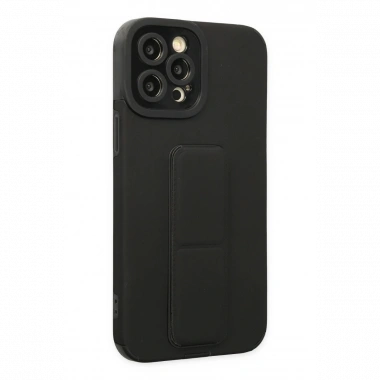 Apple iPhone 12 Pro Max Kılıf Mega Standlı Silikon - Siyah